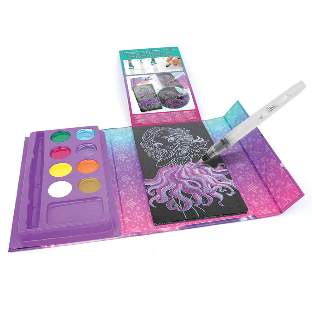 Комплект за рисуване с водни боички и черни страници