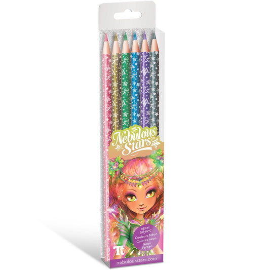 Цветни моливи, цветове неон и металик, 6 бр.